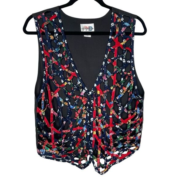 VTG Paul Harris Design Folk Art Multicolor Vest‎ Size S Fabric 100% Cotton Boho - Picture 1 of 8